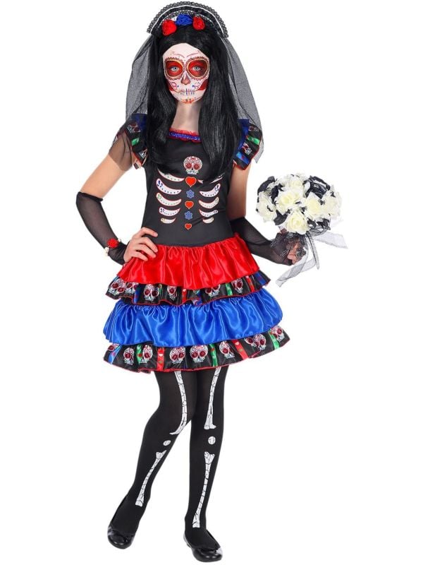 Zwart dia de los muertos outfit kind