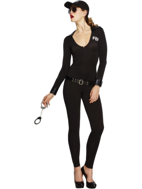 Zwart FBI catsuit dames main product photo
