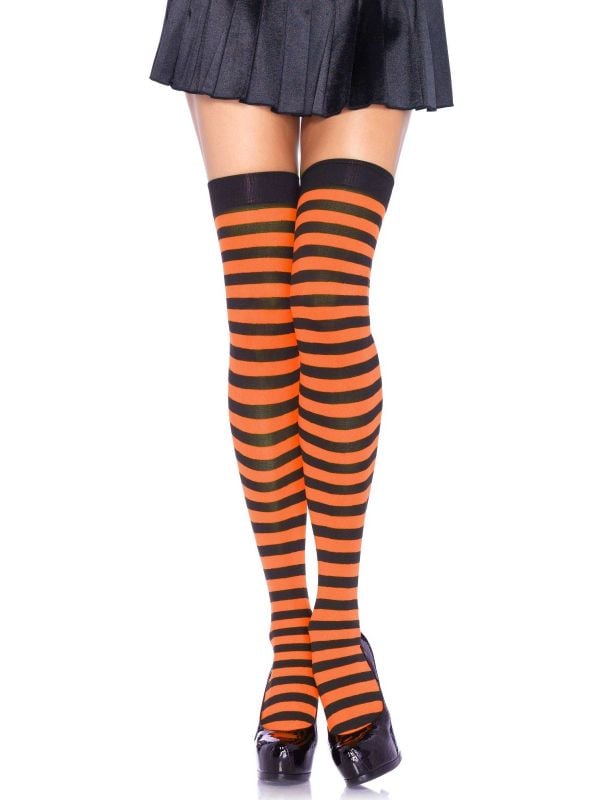 Zwart oranje gestreepte kousen main product photo