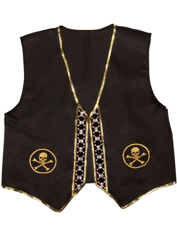 Zwart piraten pailletten vest