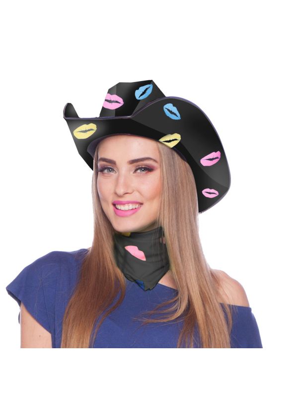 Zwart sjaaltje met lippen main product photo