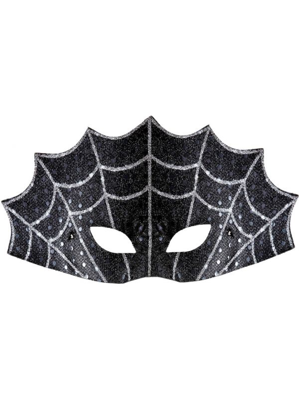 Zwart spinnenweb oogmasker