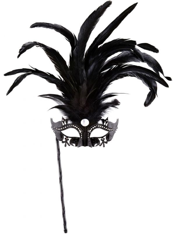 Zwart venetiaans masker op stok