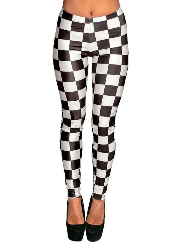 Zwart wit geblokte legging dames