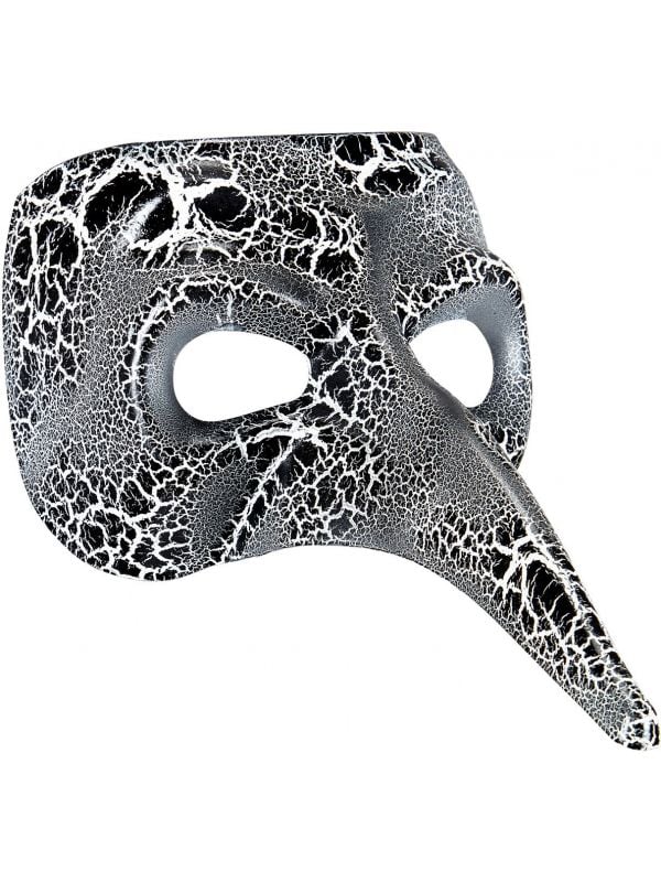 Zwart-wit gevlekt venetiaans nasone masker