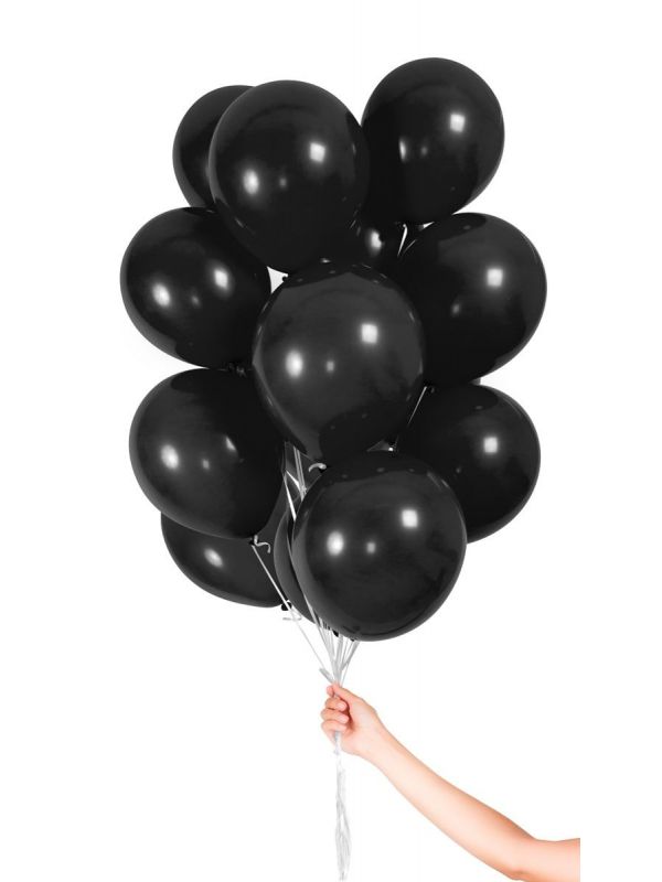 Zwarte ballonnen met lint 30 stuks 23cm