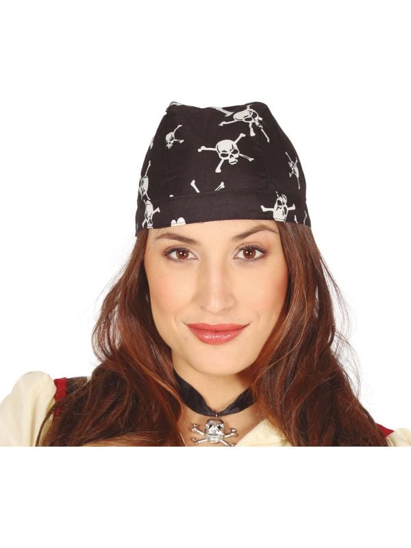 Zwarte bandana met schedels