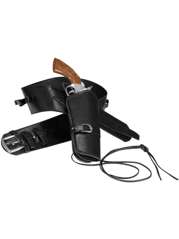 Zwarte cowboy riem met holster