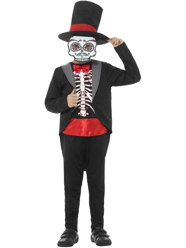 Zwarte day of the dead outfit jongens main product photo