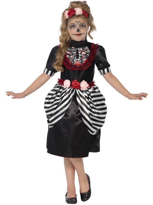 Zwarte dia de los muertos meisjes outfit main product photo