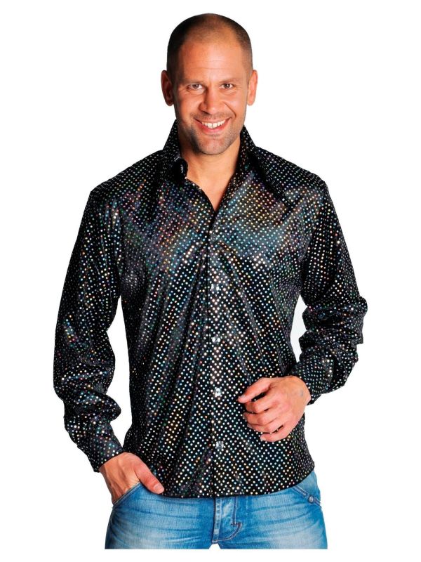 Zwarte disco blouse mannen main product photo