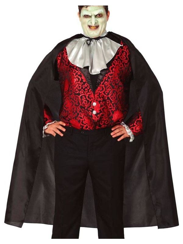 Zwarte dracula cape lang