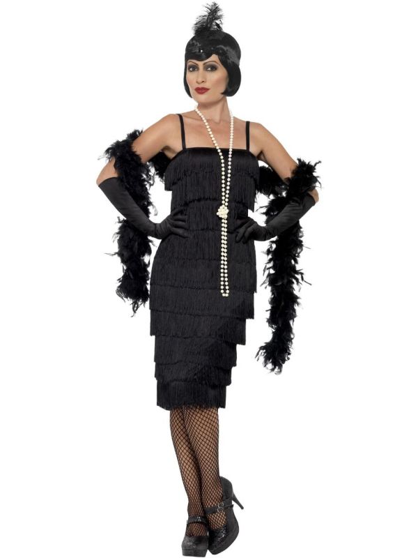 Zwarte flapper Charleston jurk