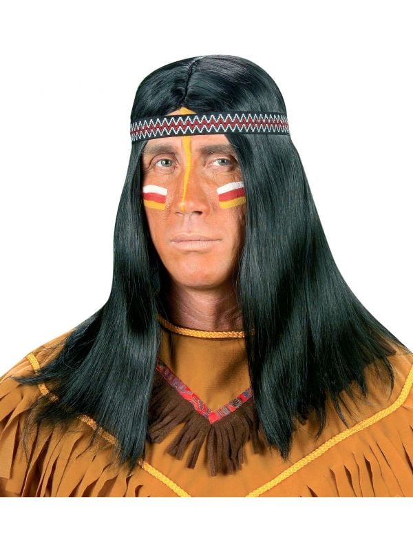 Zwarte indianen pruik met hoofdband
