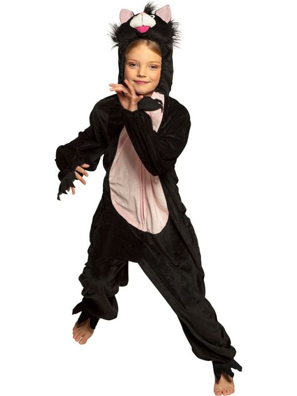 Zwarte kat kostuum pluche kind
