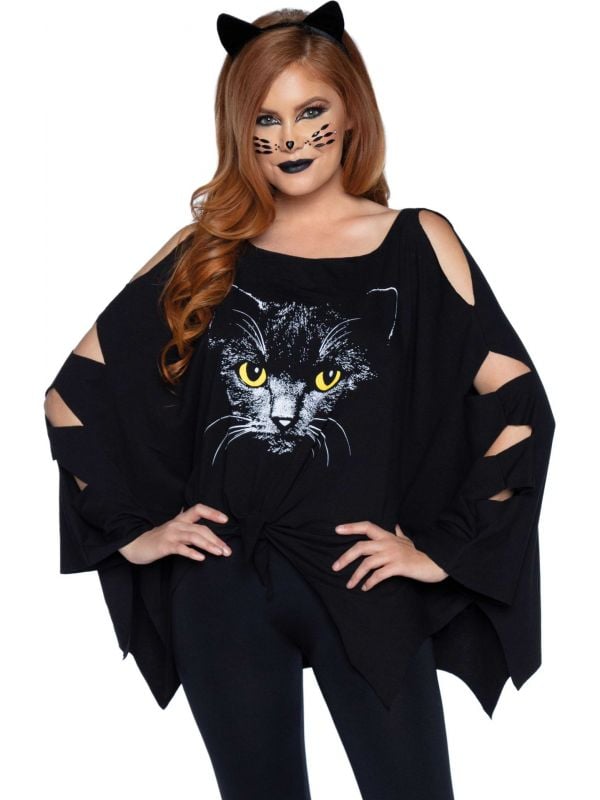 Zwarte kat outfit halloween dames