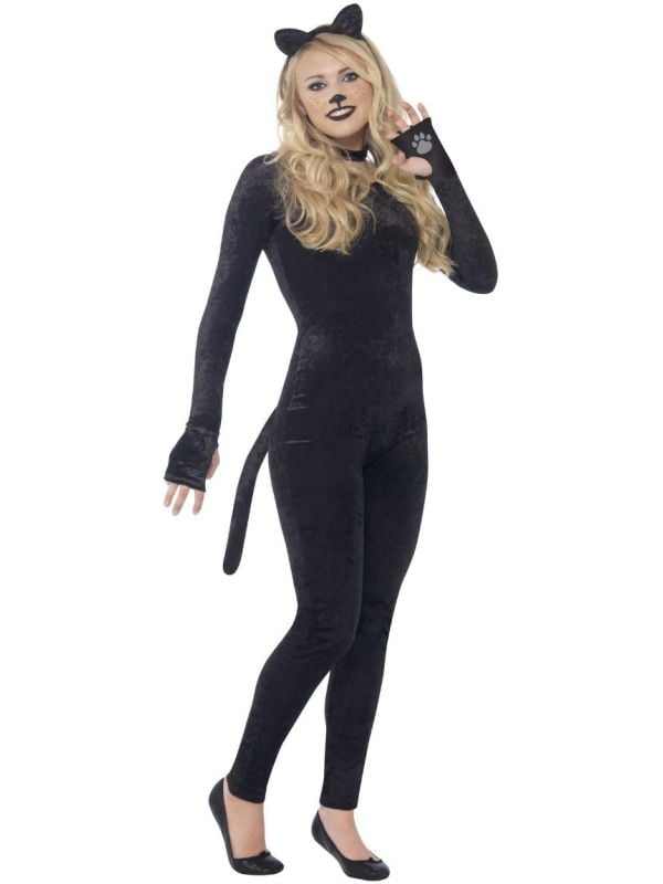 Zwarte katten catsuit