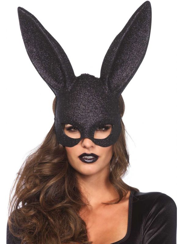 Zwarte konijnen masker met oren
