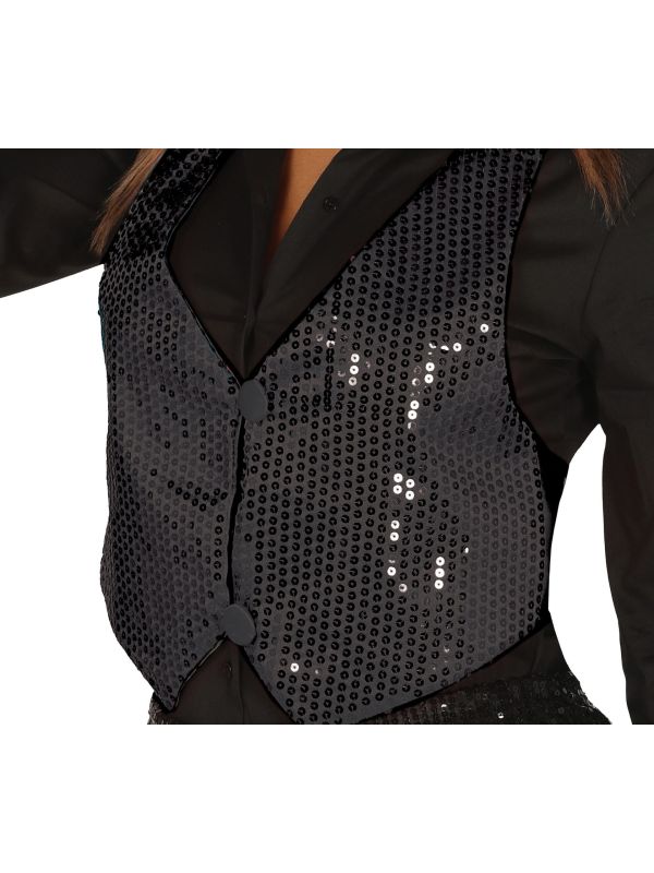 Zwarte pailletten vest dames main product photo