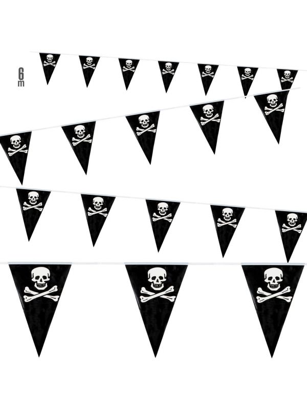 Zwarte piraten vlaggenlijn 6m