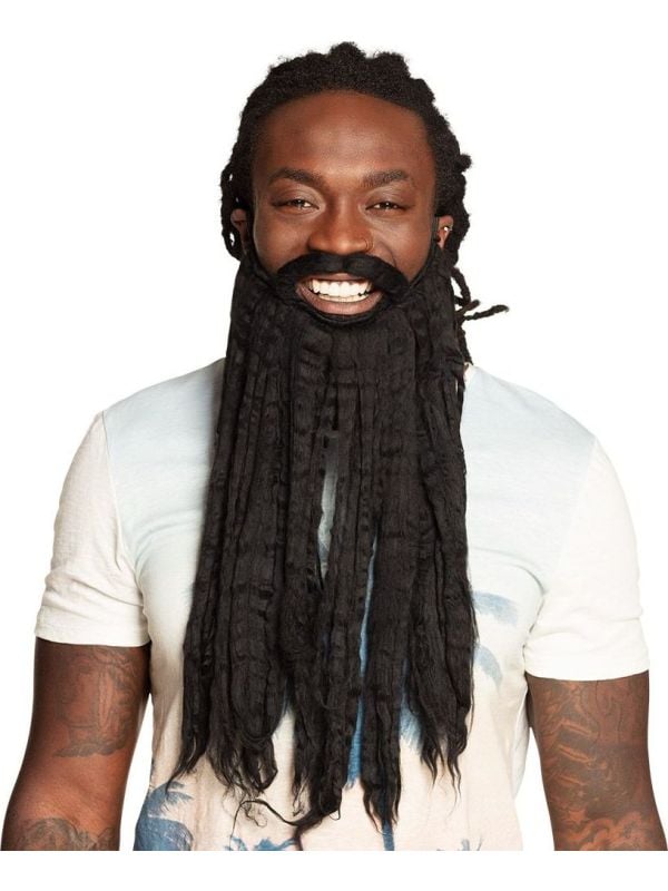 Zwarte rasta baard met dreadlocks