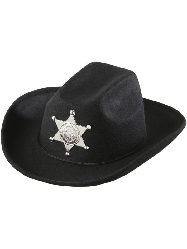 Zwarte sheriff cowboyhoed