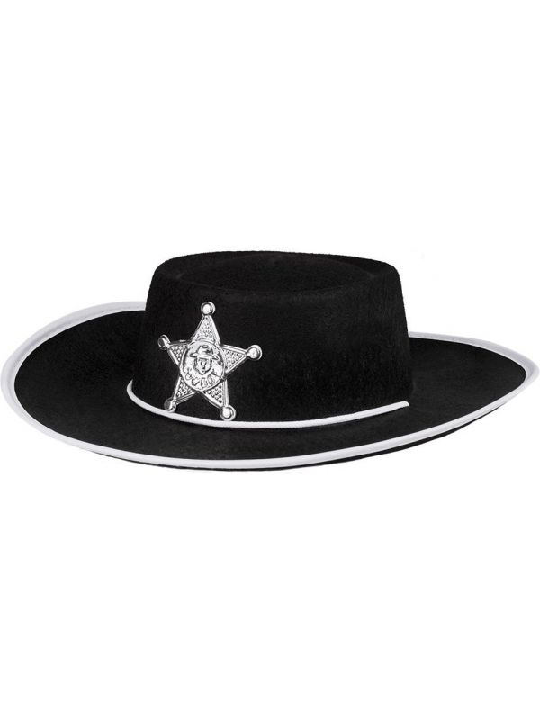 Zwarte sheriff hoed met ster kind