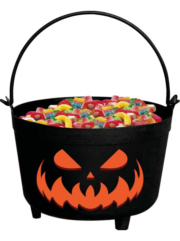 Zwarte snoepketel pompoen 24 x 23 x 15 cm halloween