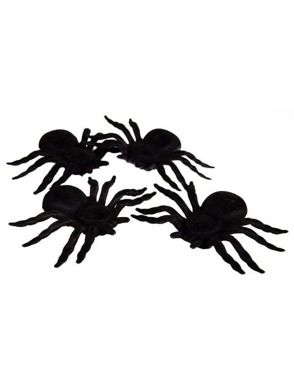 Zwarte spinnen set 4 stuks