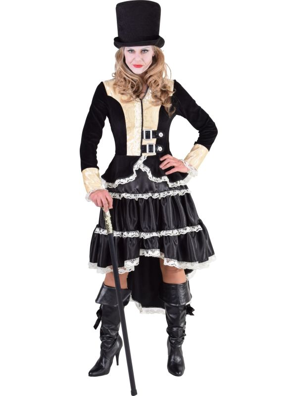 Zwarte steampunk pakje vrouwen main product photo