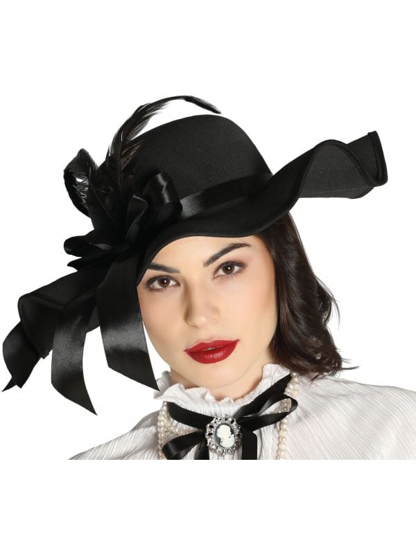 Zwarte victoriaanse hoed vrouwen