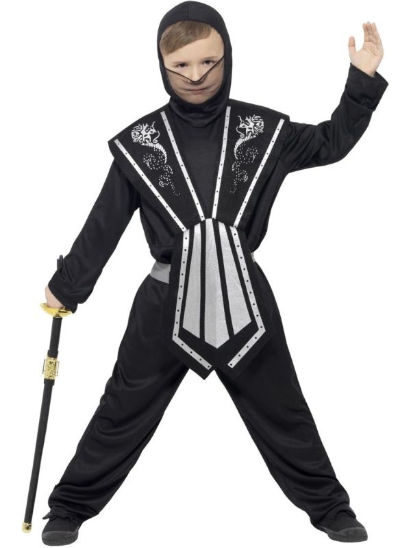 Zwarte zilveren ninja pak jongens main product photo