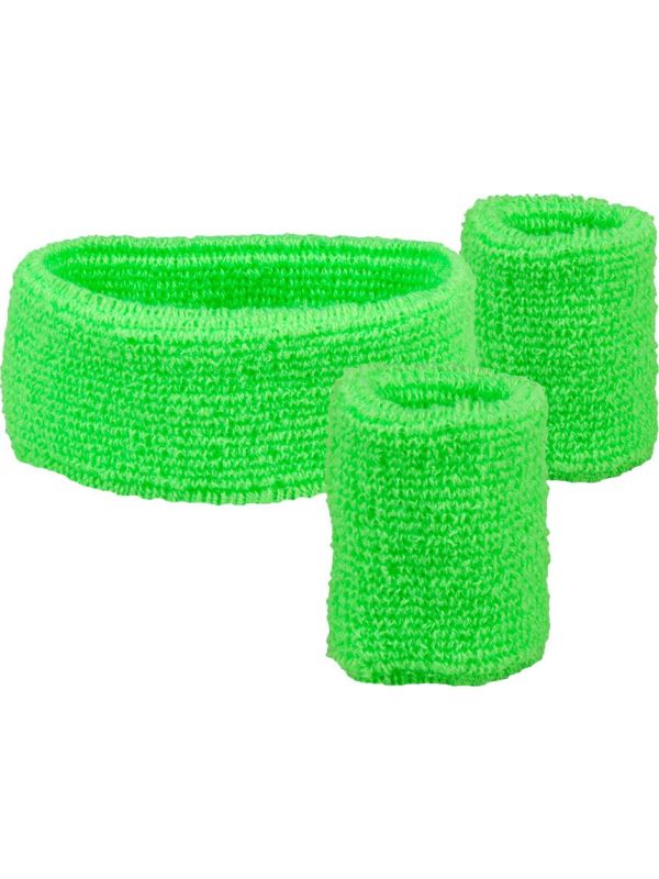 Zweetbandjes set neon groen