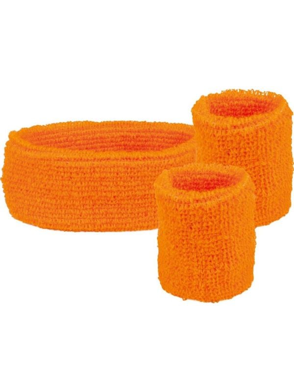 Zweetbandjes set neon oranje