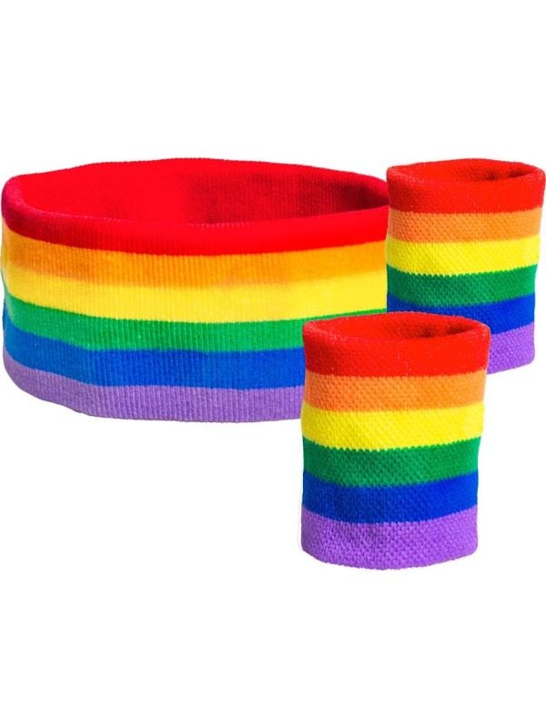 Zweetbandjes set regenboog