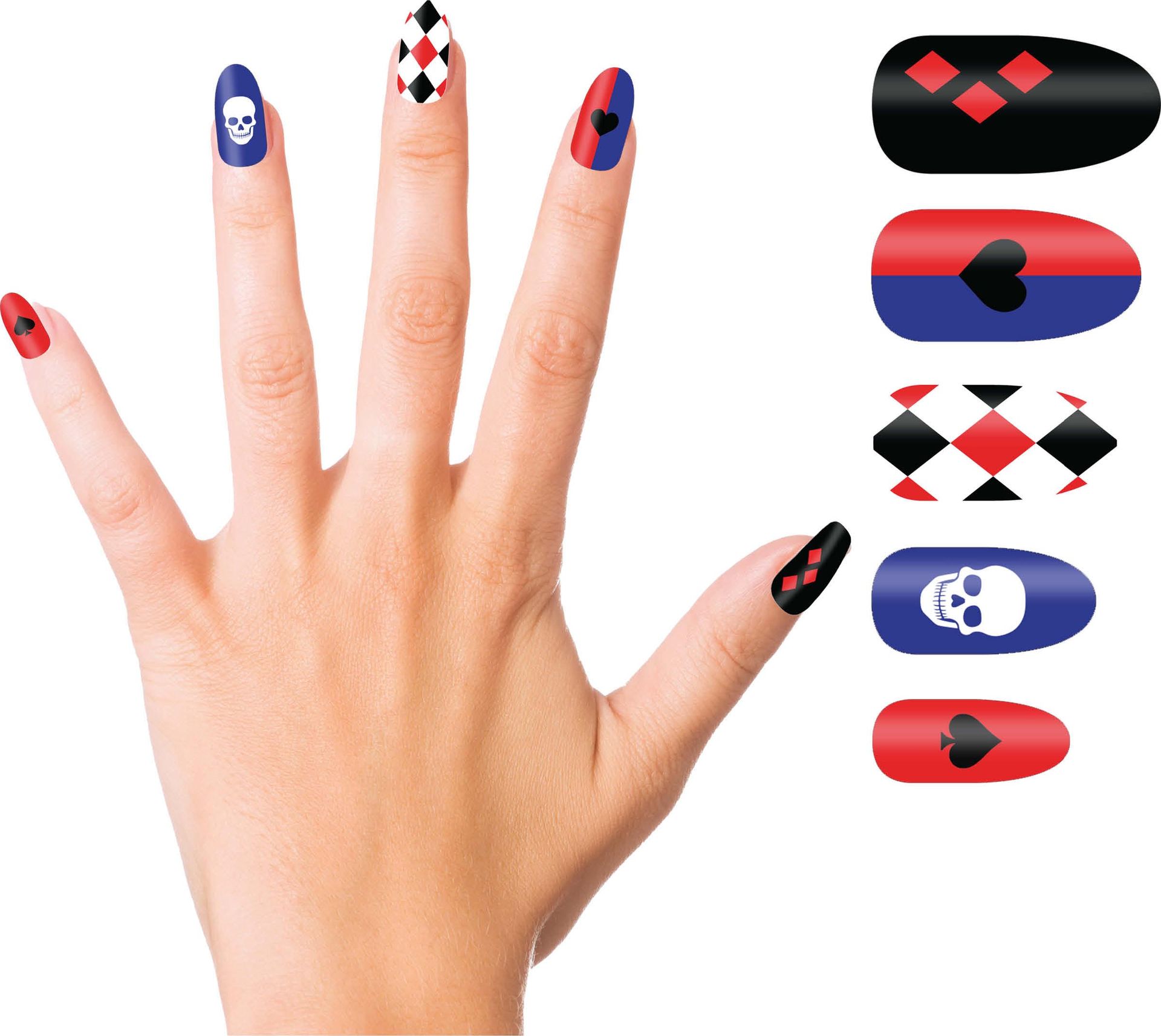 10 Harley Quinn nepnagels met lijm