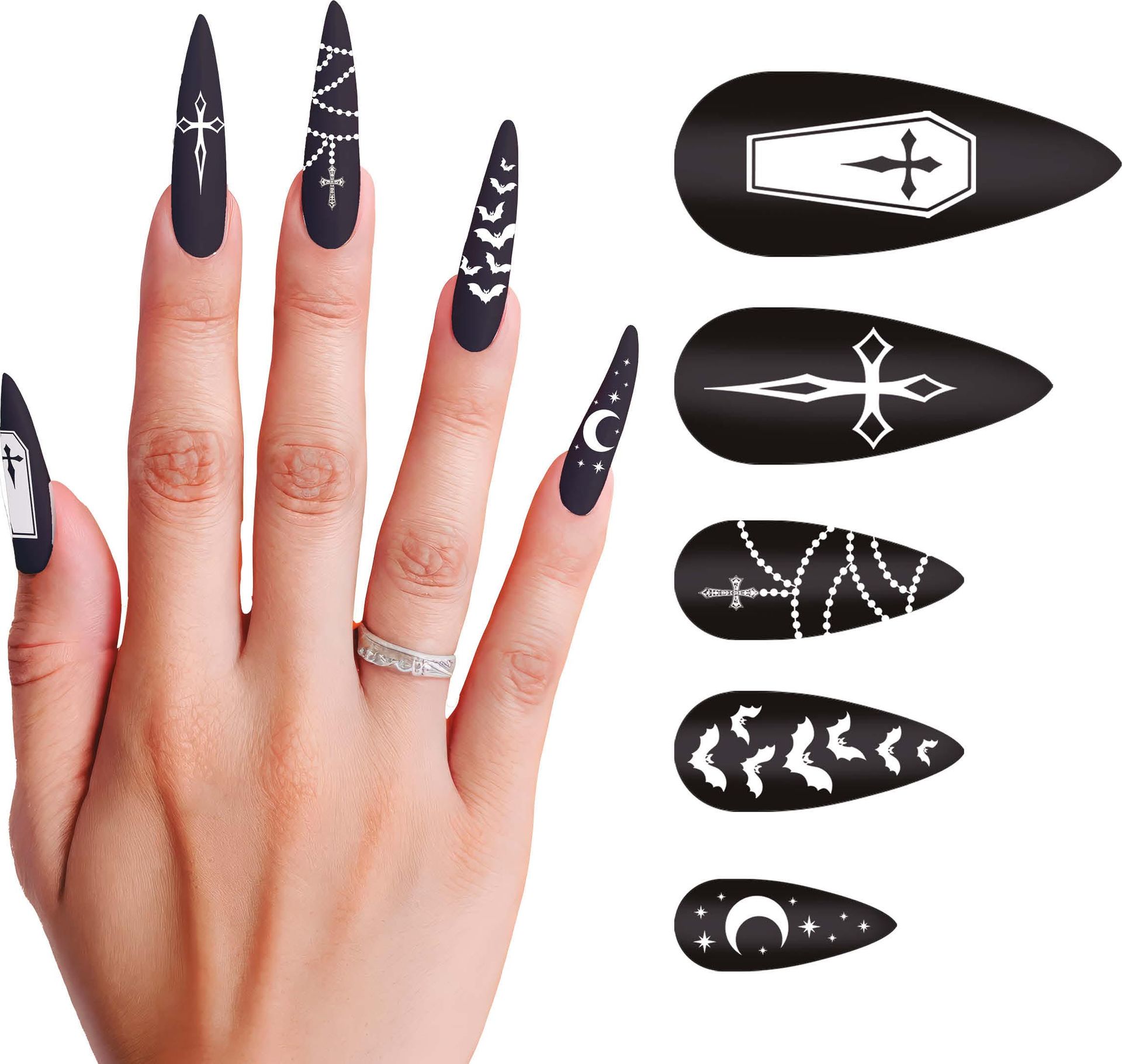 10 lange nagels vampier met lijm