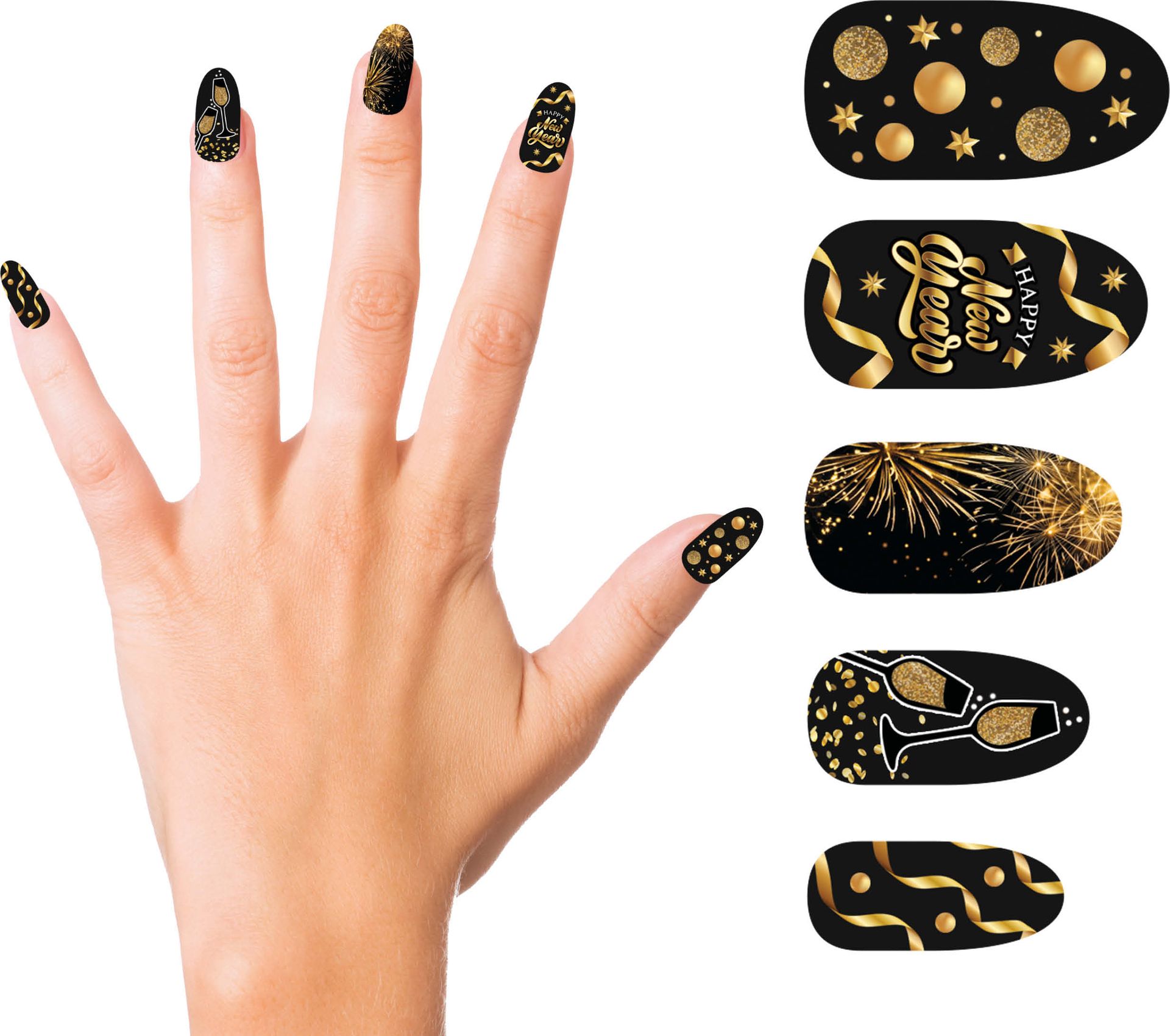 10 Oud & Nieuw nagels zelfklevend