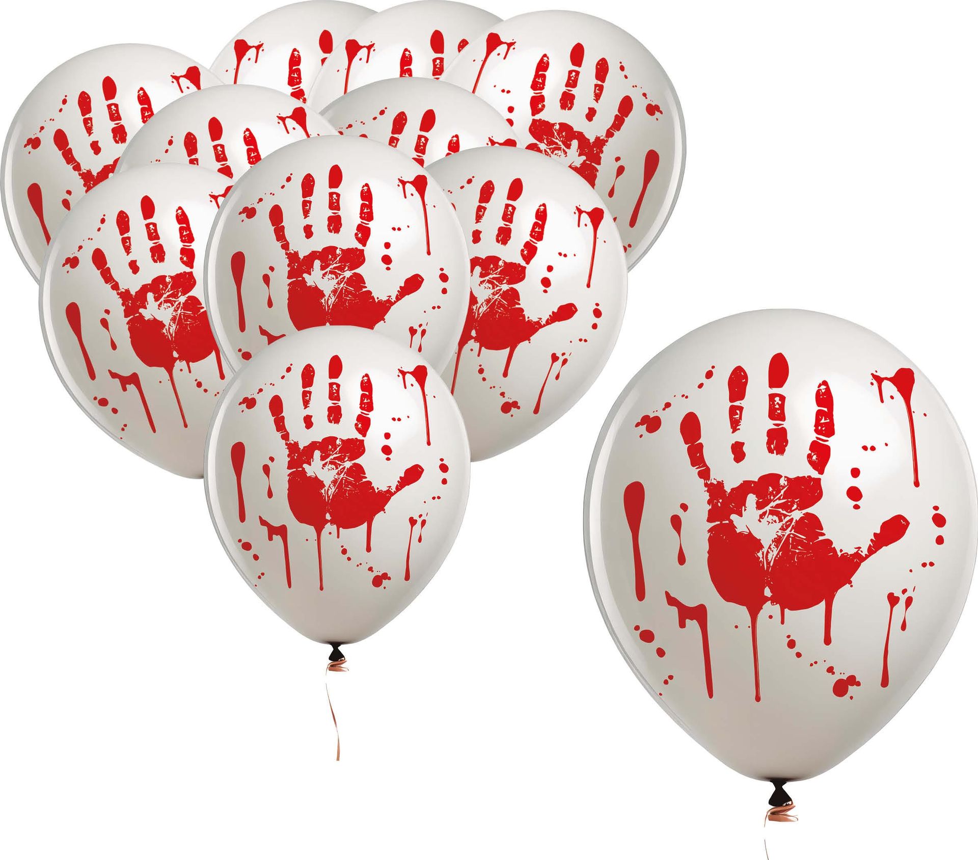 10 witte bloederige handafdruk ballonnen 30 cm halloween