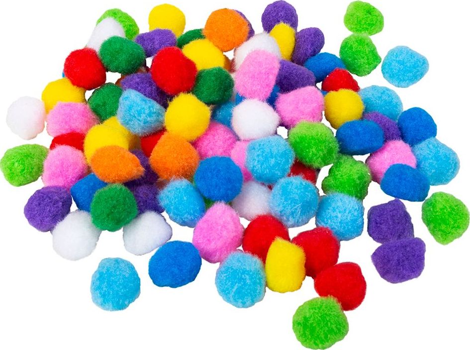 100 gekleurde pom pom balletjes