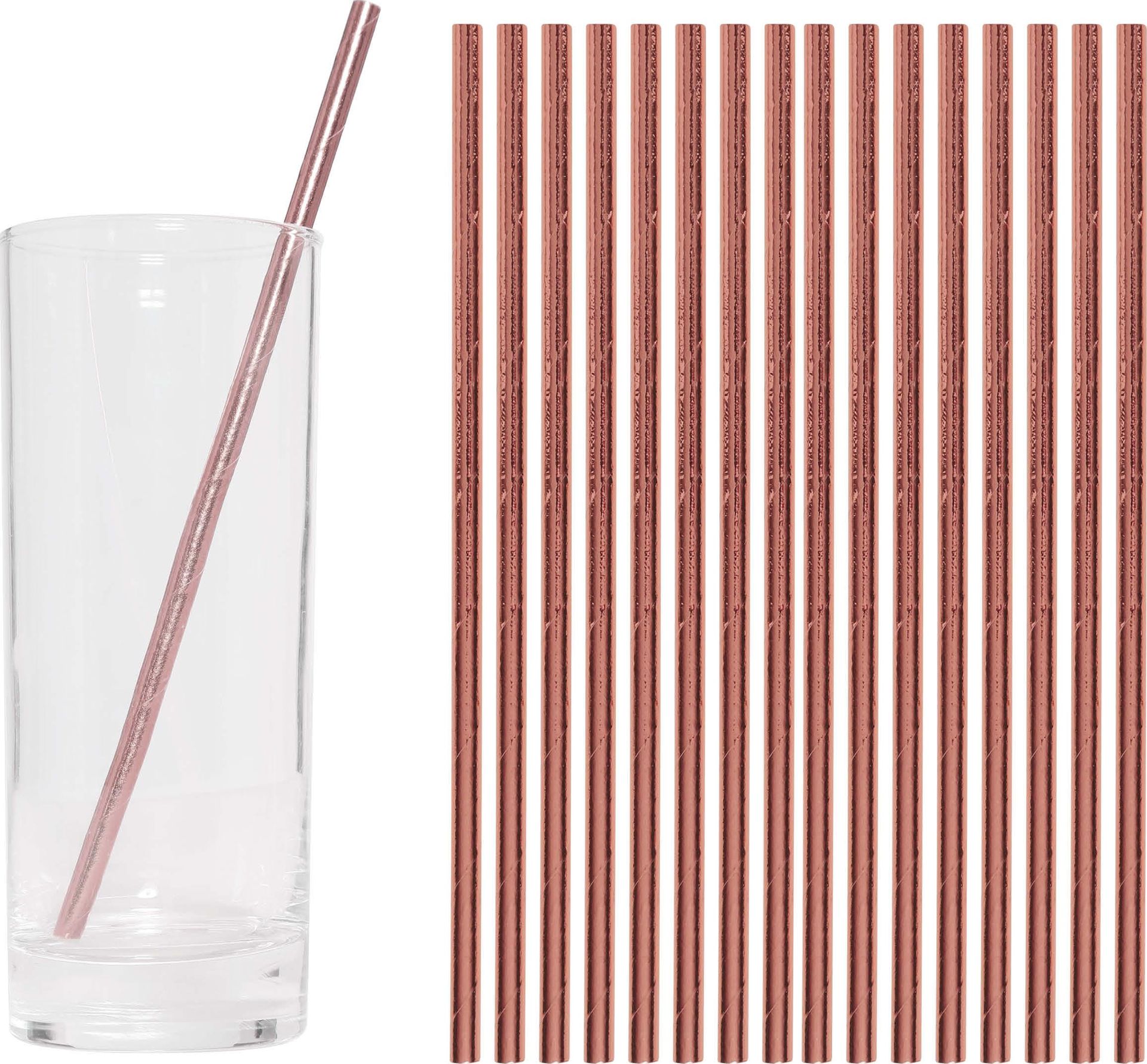 12 papieren rietjes roségoud