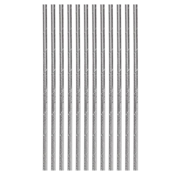 12 papieren rietjes zilver