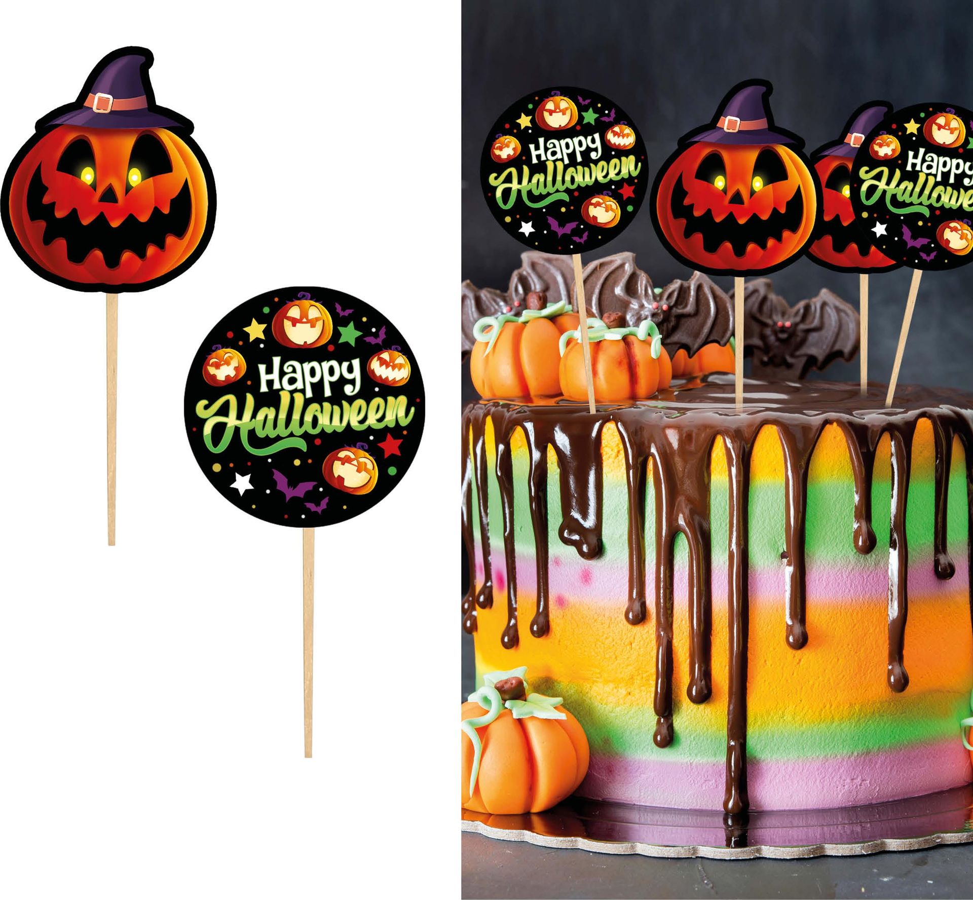12 taartprickers pompoen 6 cm halloween