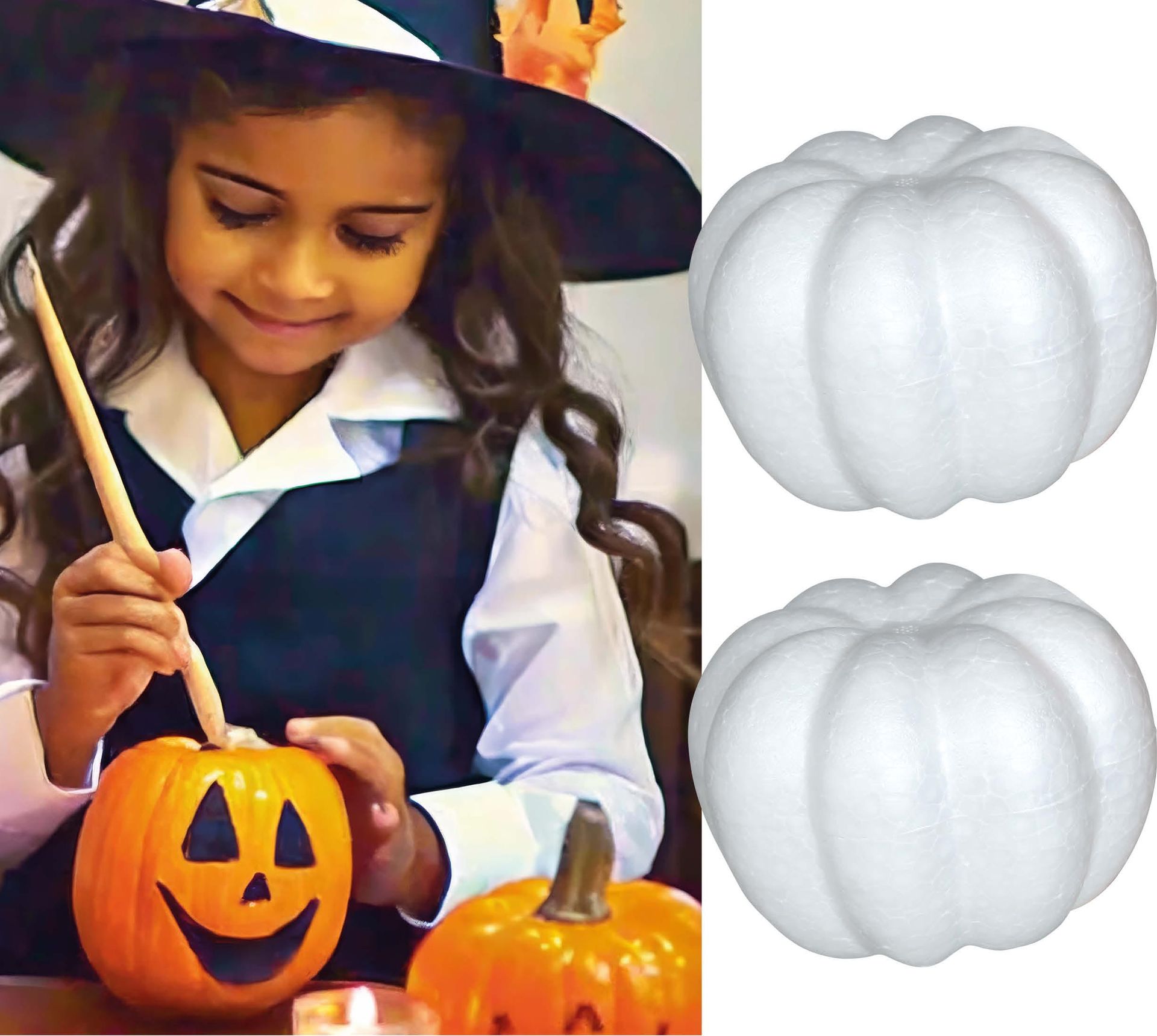 2 witte versierbare pompoenen 10 cm halloween