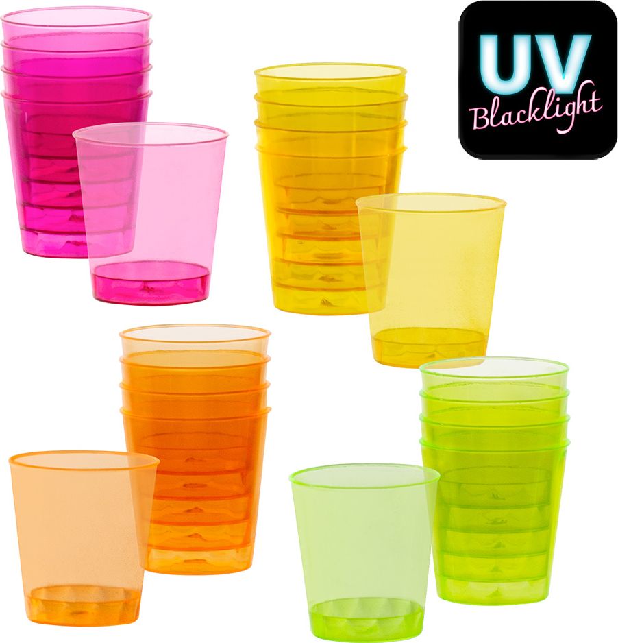 20 Neon Plastic Shotglazen