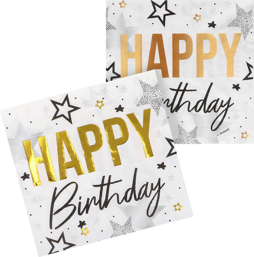 20 Papieren 'Happy Birthday' Servetten