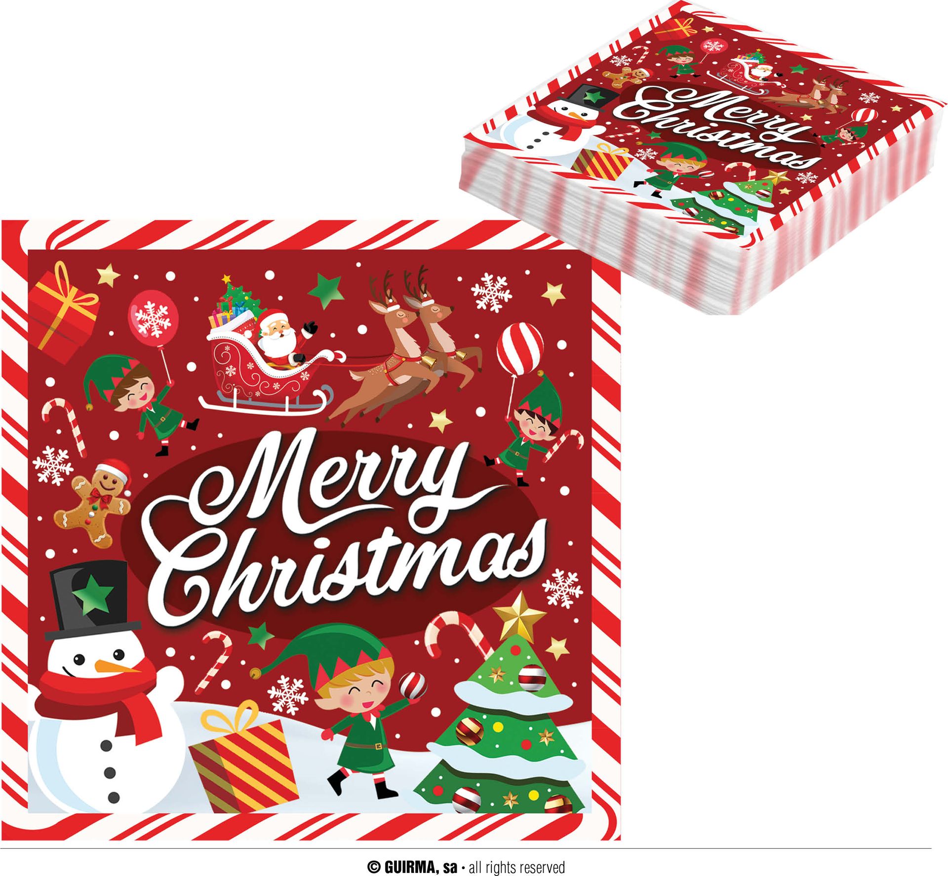 20 papieren kerstfiguren merry christmas kerstservetten