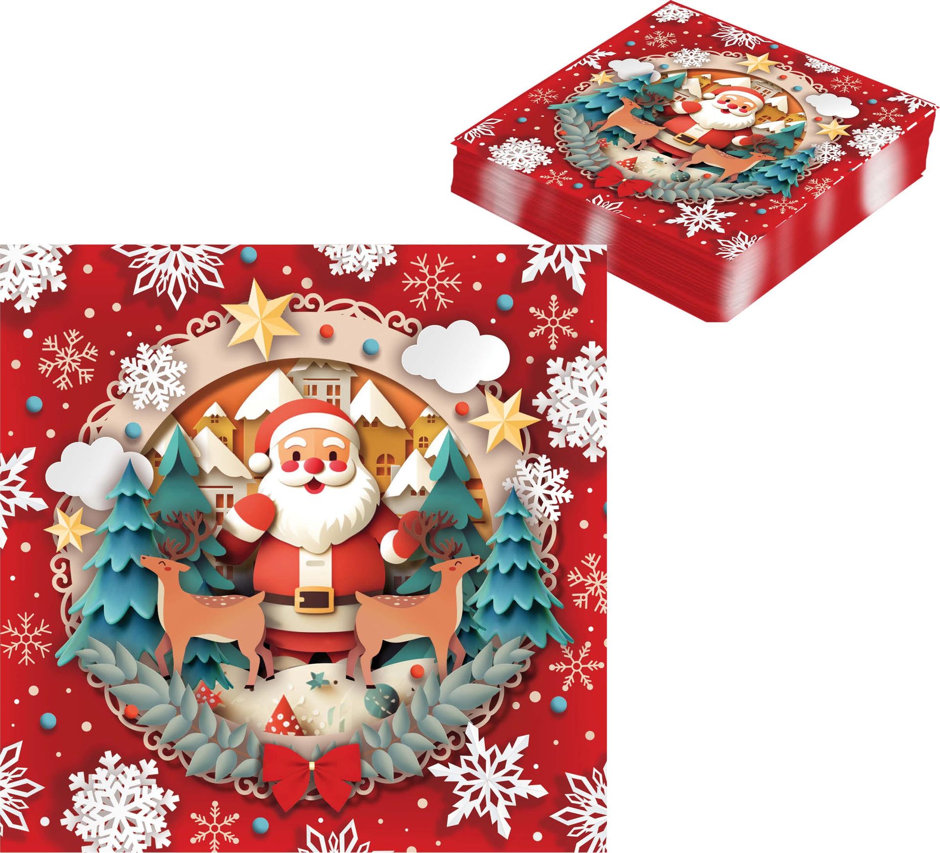 20 papieren klassieke kerstman kerstservetten