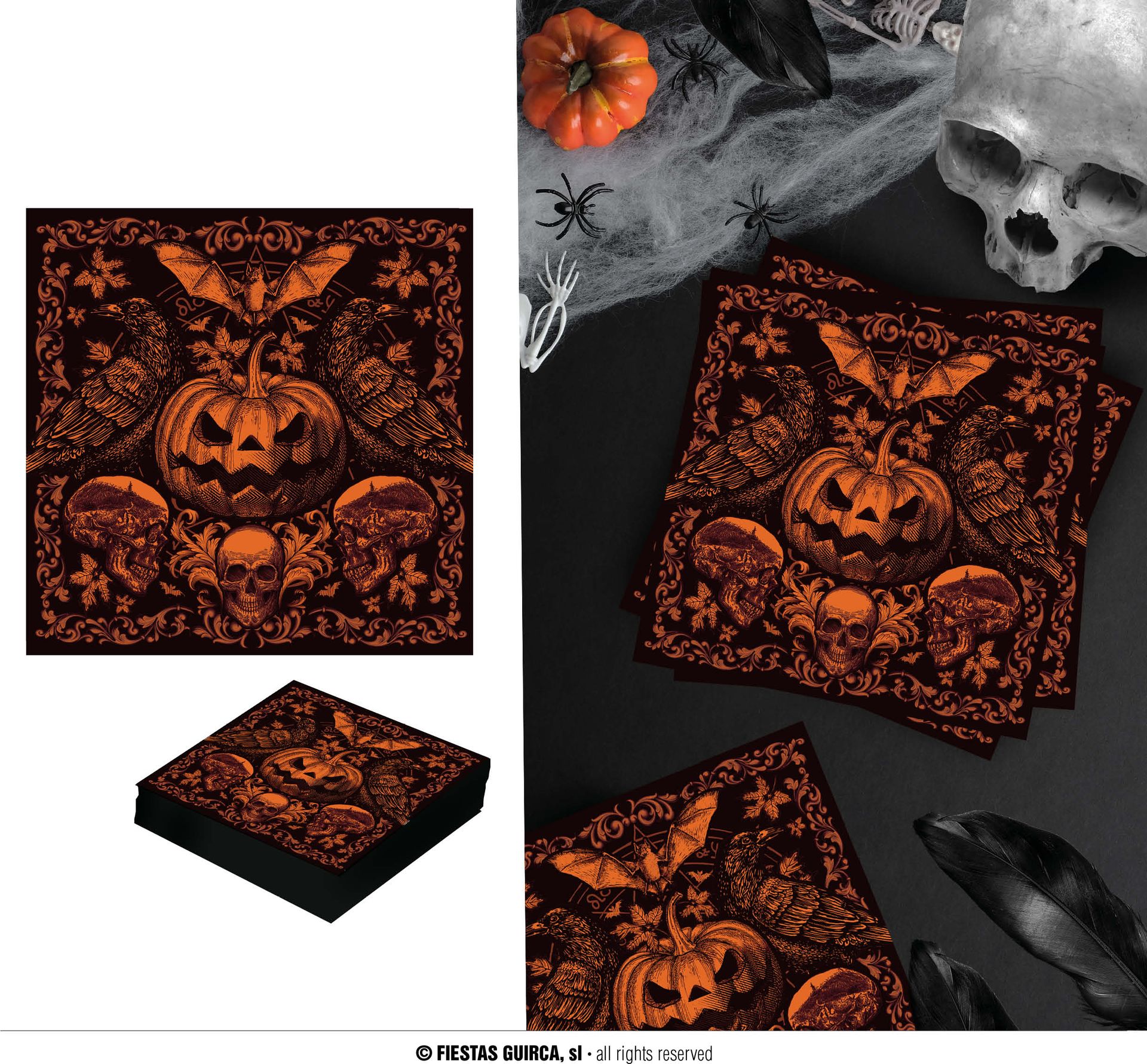 20 papieren servetten gothic pompoen halloween