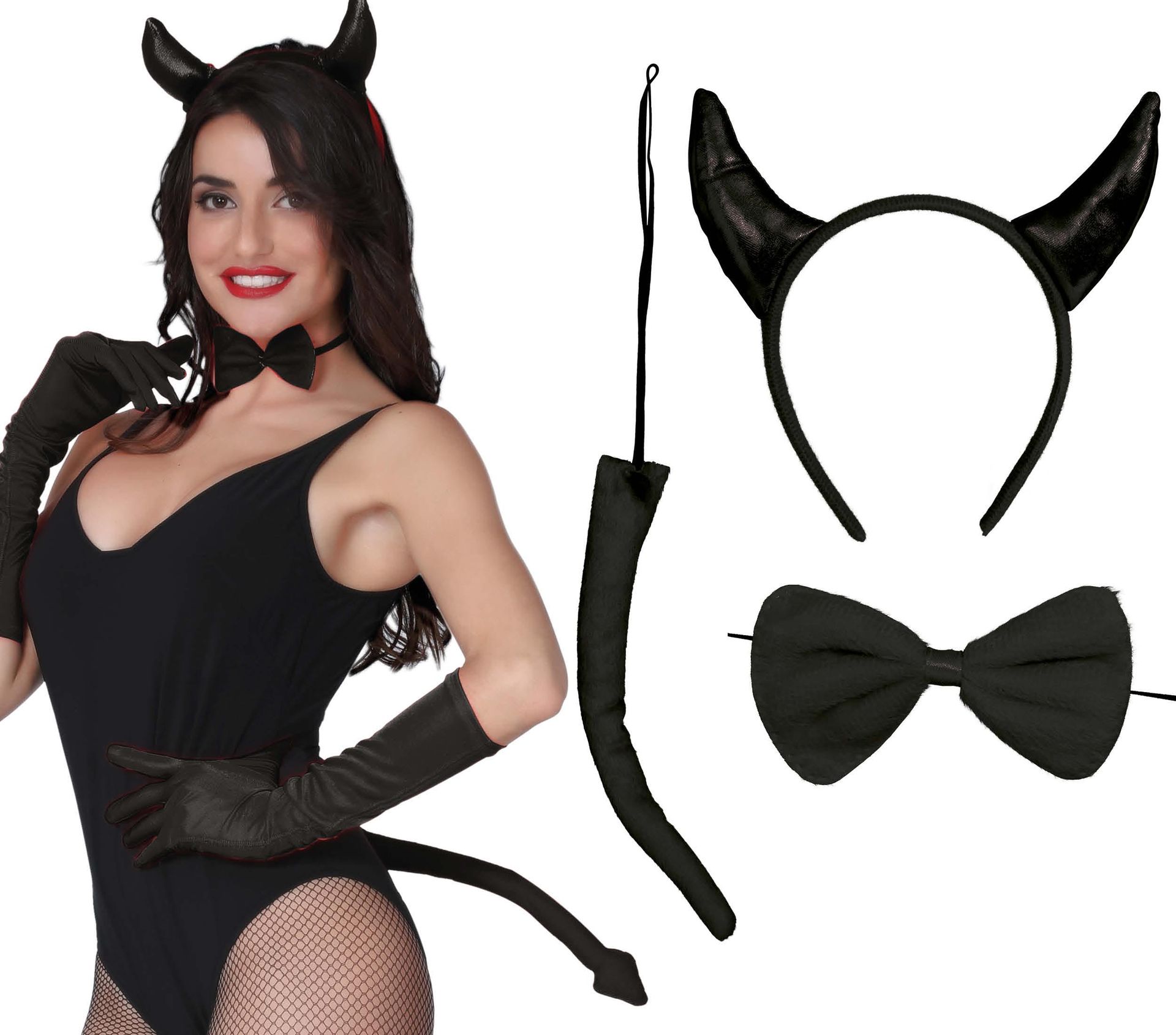 3 delige zwarte duivel set halloween